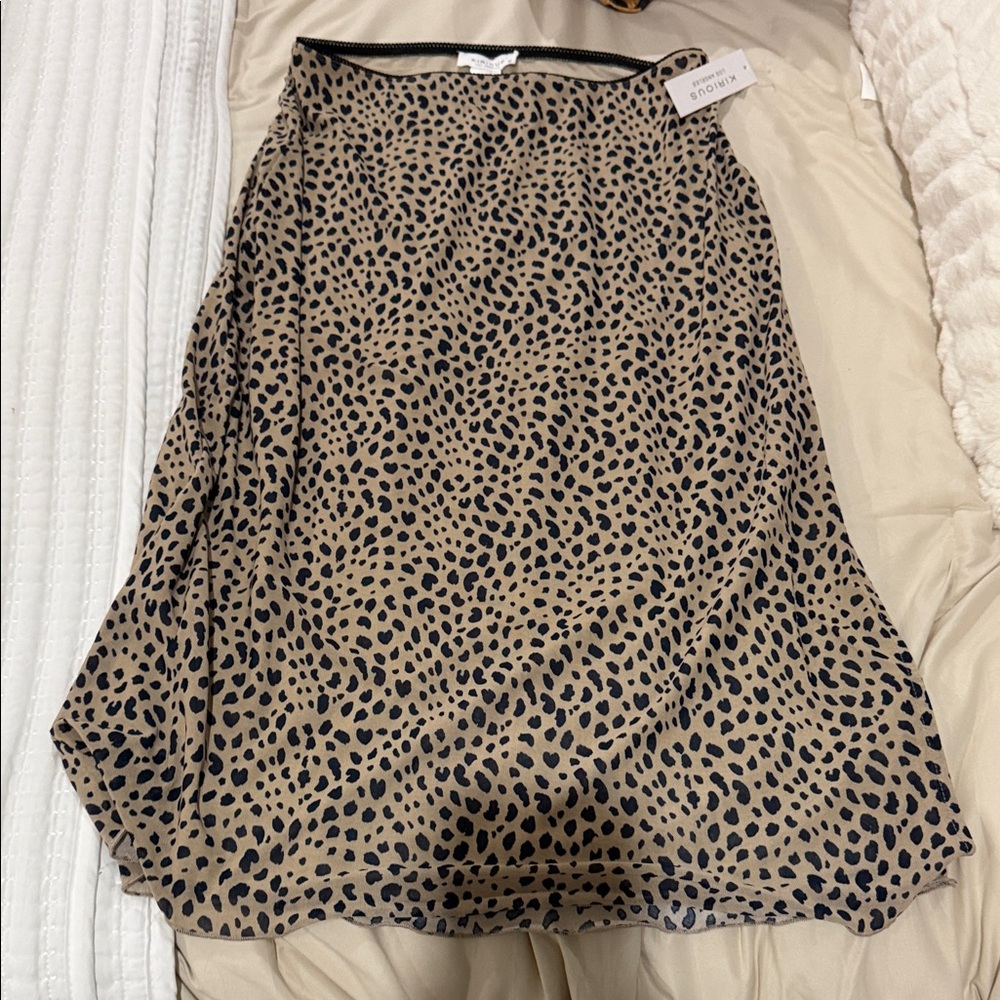 Chic Tan Leopard Print A-Line Skirt